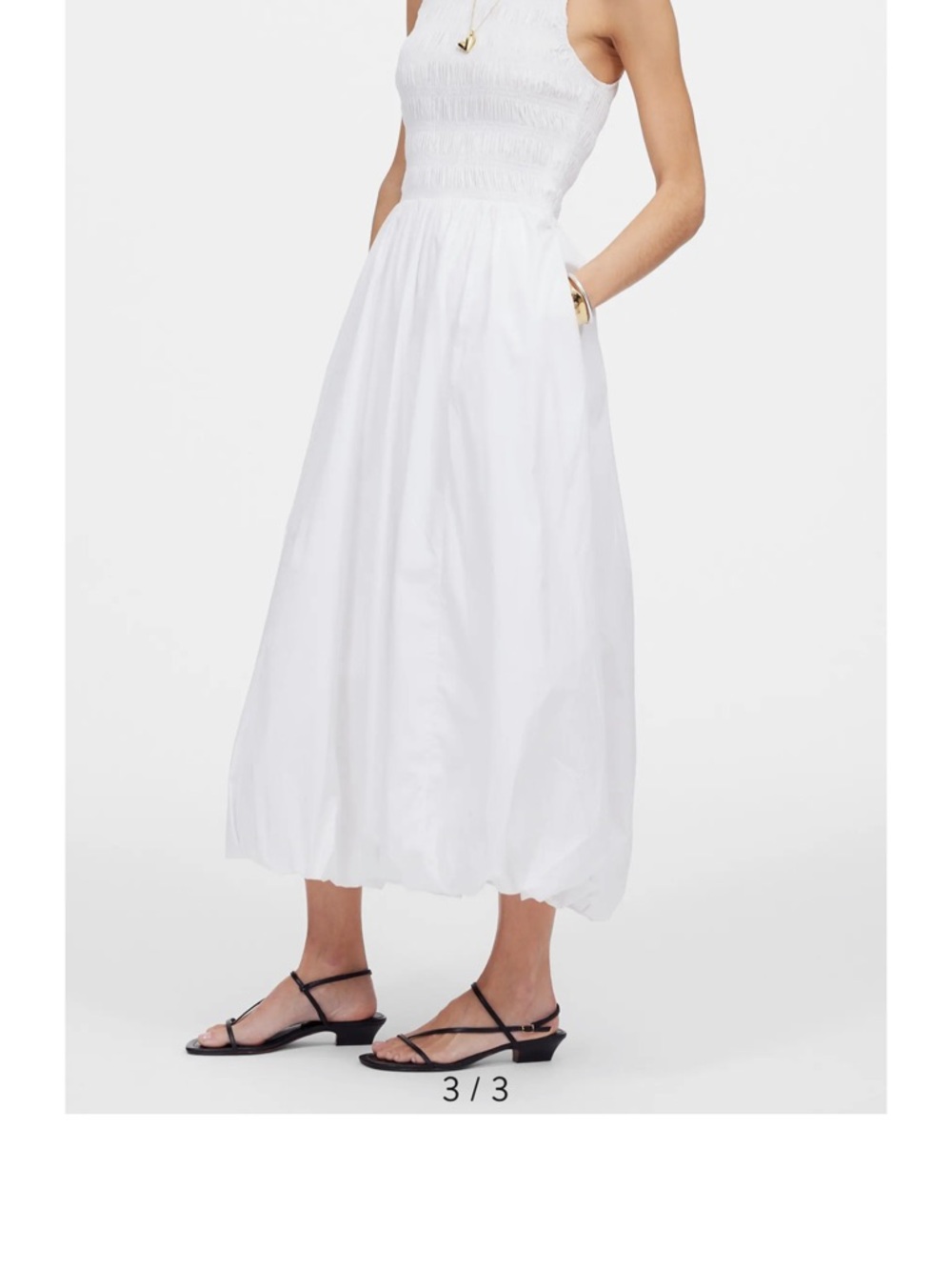 Madewell The Melody Dress with White Smocked Waist Midi Skirt with bubble hem